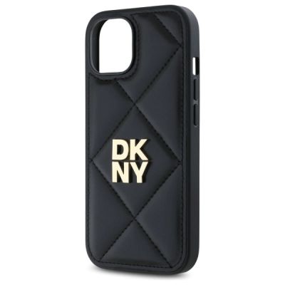 6. DKNY Quilted Stack Logo iPhone 15 Hülle – Schwarz
