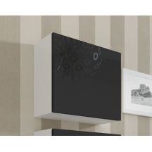 VIGO quadratische Vitrine 50/50/30 weiß/schwarz glänzend