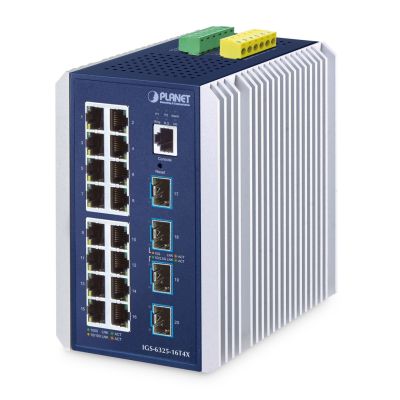 2. PLANET IP30 Industrieller L3 16-Port Managed Gigabit Ethernet (10/100/1000) Aluminium, Blau