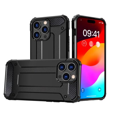 iPhone 15 Pro Max Hybrid Armor Hülle – Schwarz