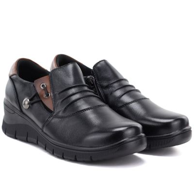 4. Schwarze Keilschuhe aus Leder für Damen, Vinceza 133118