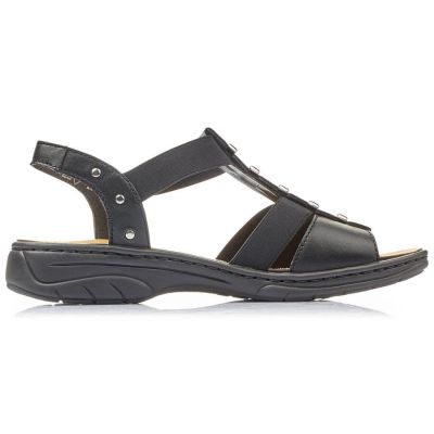 11. Schwarze Römersandalen aus Leder Rieker W 64580