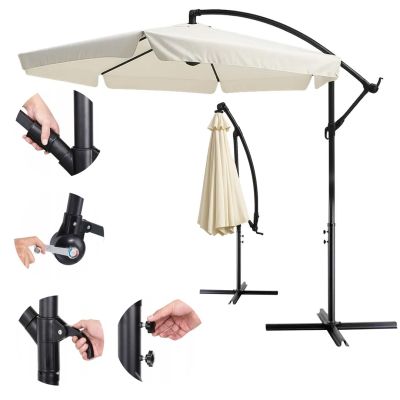 6. Extralink Black Forest Gartenschirm mit Seitenteilen, großer 3 m beiger Freiarmschirm für Terrasse und Garten mit sechseckiger Halterung, beige, schwarz