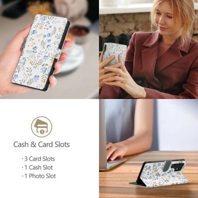 3. Tech-Protect Wallet Case für Samsung Galaxy A26 5G / A17 4G / 5G – Gänseblümchen mit Blättern