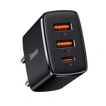 BASEUS 2x USB-Wandladegerät, USB-C (Schwarz)