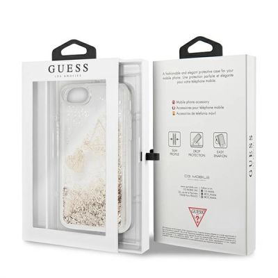 7. Guess, GUOHCI8GLHFLGO iPhone 7/8/SE 2020 /SE 2022 Gold/Gold-Hartschale Glitzer-Anhänger