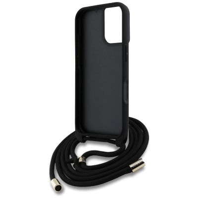 6. Guess 4G Big Logo Cord Stap Crossbody Case für iPhone 16 Plus Braun