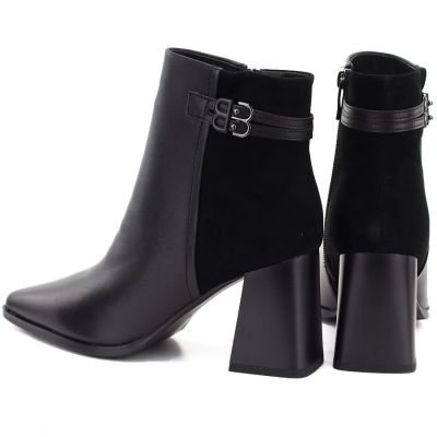 10. Schwarze Damen-Ankle-Boots aus Leder mit hohem Absatz, D&A S.Barski CR62-3477