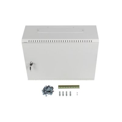 9. Lanberg Rack-Schrank, Wandmontage, 19" 4U+3U, 540x200, flaches Profil, grau (montiert)