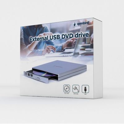 5. GEMBIRD Externes DVD-Laufwerk (8x), CD-Laufwerk (24x) mit USB 2.0-Brenner, Silber