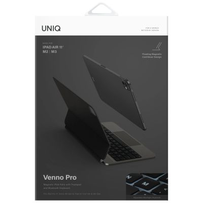 8. Uniq Venno Pro Magnetische Smart-Hülle mit Tastatur für iPad 11" A16 (2025) / iPad 10,9" (2022) – Schwarz