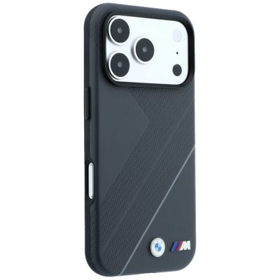 4. BMW M Tire Track mit silberner Linie MagSafe Hülle für iPhone 18 Pro / 17 Pro – Dunkelgrau