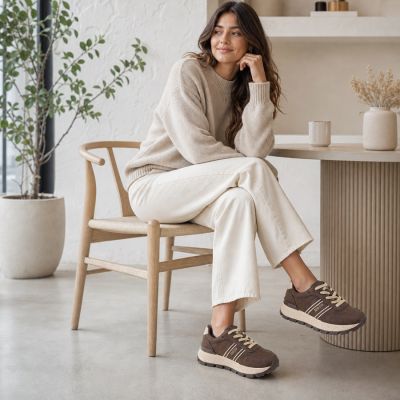 5. Damen-Sneaker mit brauner Plateausohle, Big Star UU274040