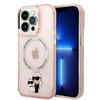 Karl Lagerfeld Iconic Karl&Choupette MagSafe Hülle für iPhone 14 Pro Max – Pink