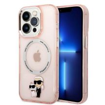 Karl Lagerfeld Iconic Karl&Choupette MagSafe Hülle für iPhone 14 Pro Max – Pink