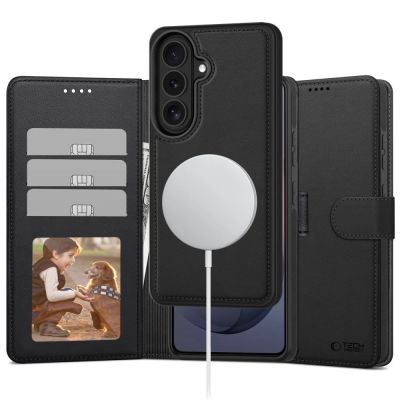 Tech-Protect Wallet MagSafe Hülle für Samsung Galaxy S26 – Mattschwarz