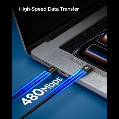 3. Spigen EB10010CCA Essential USB-C / USB-C 100W 100CM Kabel - Schwarz