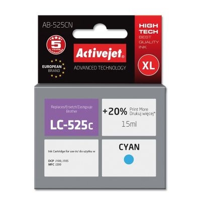 Activejet AB-525CN Tinte (Ersatz für Brother LC525C; Supreme; 15 ml; blau)