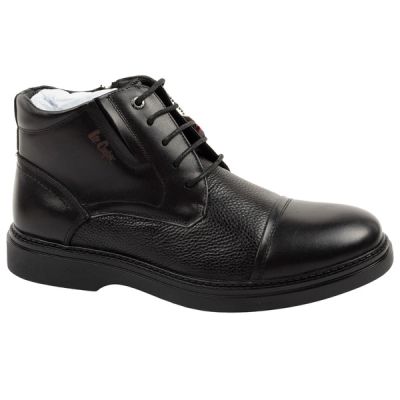 Lee Cooper Herrenschuhe, elegante schwarze gefütterte Lederstiefeletten