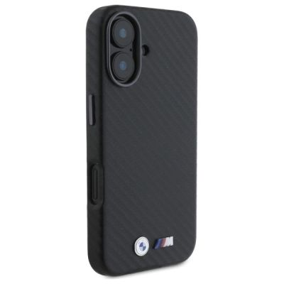 4. BMW Carbon Wrapped Metal Case für iPhone 16 – Schwarz