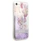4. Guess Flower Liquid Glitter Case für iPhone SE 2022 / SE 2020 / 7 / 8 - Lila