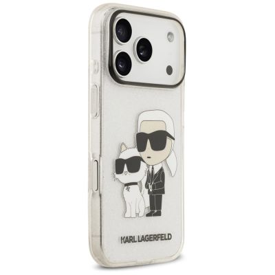4. Karl Lagerfeld IML NFT Glitter Karl&Choupette Hülle für iPhone 18 Pro / 17 Pro - Transparent