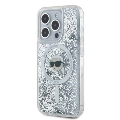 2. Karl Lagerfeld Liquid Glitter Karl Head MagSafe Hülle für iPhone 15 Pro Max – transparent