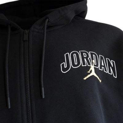 6. Air Jordan Brooklyn Fleece-Kapuzenpullover mit durchgehendem Reißverschluss, Schwarz - IB7908-011