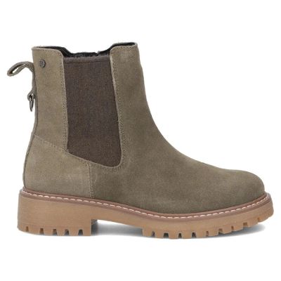 2. Damen-Lederstiefeletten im Chelsea-Stil khaki Filippo DBT7935