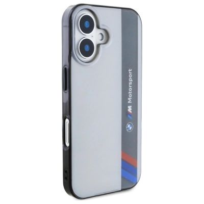4. BMW Motorsport IML Vertikalstreifen iPhone 16 Hülle - Grau