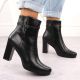 20. Damen-Stiefeletten mit Blockabsatz, gefüttert, schwarz, M.Daszyński AF125-22