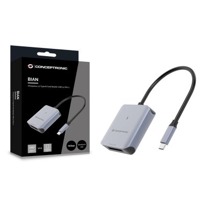 5. Conceptronic BIAN08G USB 3.2 Gen 2 Typ-C Kartenleser Grau
