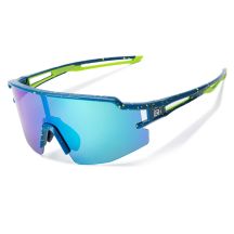 Rockbros Polarisierte Fahrradbrille mit UV-Schutz und Korrektureinsatz, blaue Gläser, Blau