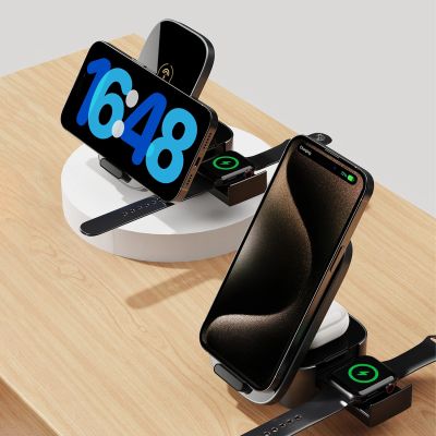 6. Dudao A11Pro+ induktives Ladegerät 15W 3in1 für Telefon / Smartwatch / Kopfhörer - Schwarz