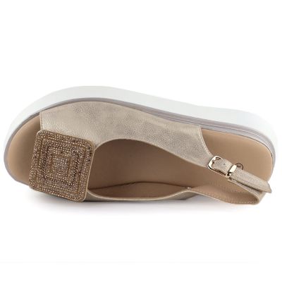 3. Damensandalen mit dickem Plateau, goldfarben, Potocki SZ12590