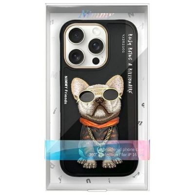 9. Nimmy Glasses Cool Dog Case für iPhone 16 Pro - Schwarz