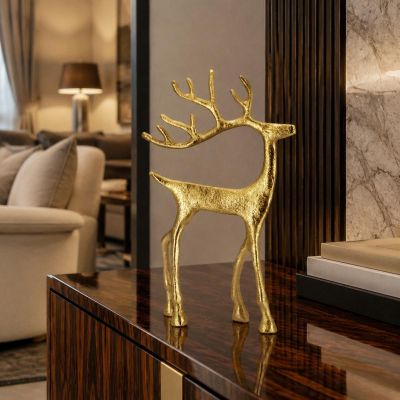 5. Dekoratives Metall-Rentier 21x40cm Gold