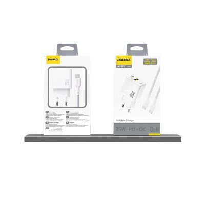 4. Dudao A26T GaN 25W USB-A, USB-C Ladegerät - Weiß