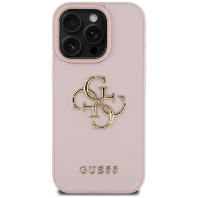 3. Guess Grained Big 4G Logo Small Classic Logo Case für iPhone 16 Pro - Pink
