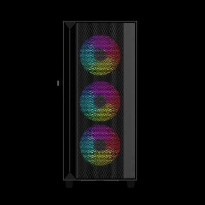 2. GEMBIRD FORNAX 4000 MIDI-TOWER-CASE (2x USB 3.0, 1x USB 2.0, HD-Audio, Seitenwand aus Glas, ARGB-Hintergrundbeleuchtung) SCHWARZ