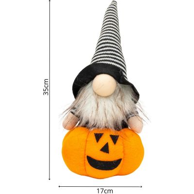 5. Dekorative Kürbisfigur, 35 cm, LED, Halloween-Orange