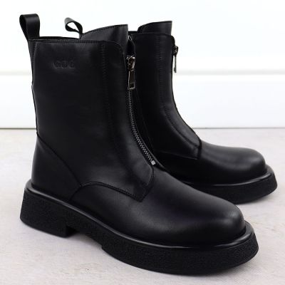 3. Schwarze Damen-Ankle-Boots aus Leder, Goe SS2N4145