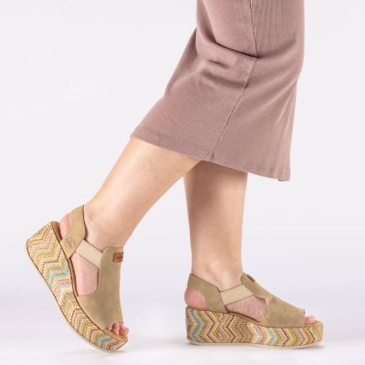 6. Beige Keilsandalen für Damen Rieker 69472-60