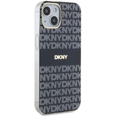 4. DKNY IML Mono & Stripe MagSafe Hülle für iPhone 15/14/13 – Schwarz