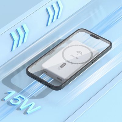 3. Dudao K14S+ 10000mAh 22,5W Magnetische Powerbank USB-A + USB-C kompatibel mit MagSafe und Ständer – Weiß