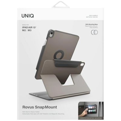 10. Uniq Rovus Snapmount magnetische, 360° drehbare, abnehmbare Hülle für iPad Air 13" 2024/2025 – Grau