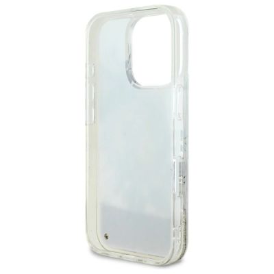 7. Guess Liquid Glitter Flower MagSafe Hülle für iPhone 16 Pro – Beige
