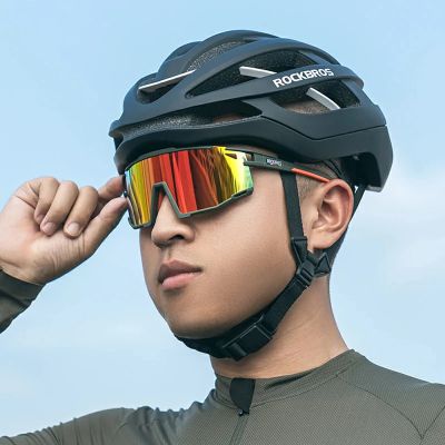 2. Rockbros SP258 ROAD TO SKY Radbrille mit polarisierten orangefarbenen Gläsern - Grün