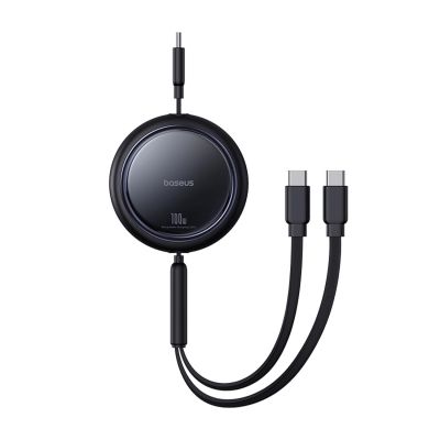 Baseus Bright Mirror Series USB-C Einziehbares Kabel - 2 x USB-C 100W 1m - Schwarz