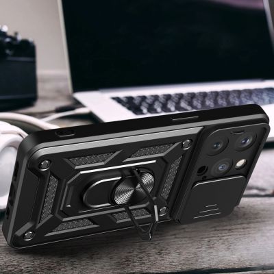 4. Armor Camshield Hülle mit Ständer und Kameraabdeckung für iPhone 15 Pro Max Hybrid Armor Camshield – Blau